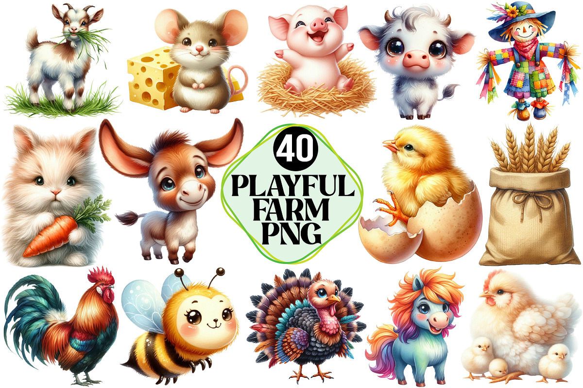 Playful Farm Clipart, an Illustration by Pixels.Craft (Photo 1 of 7)
