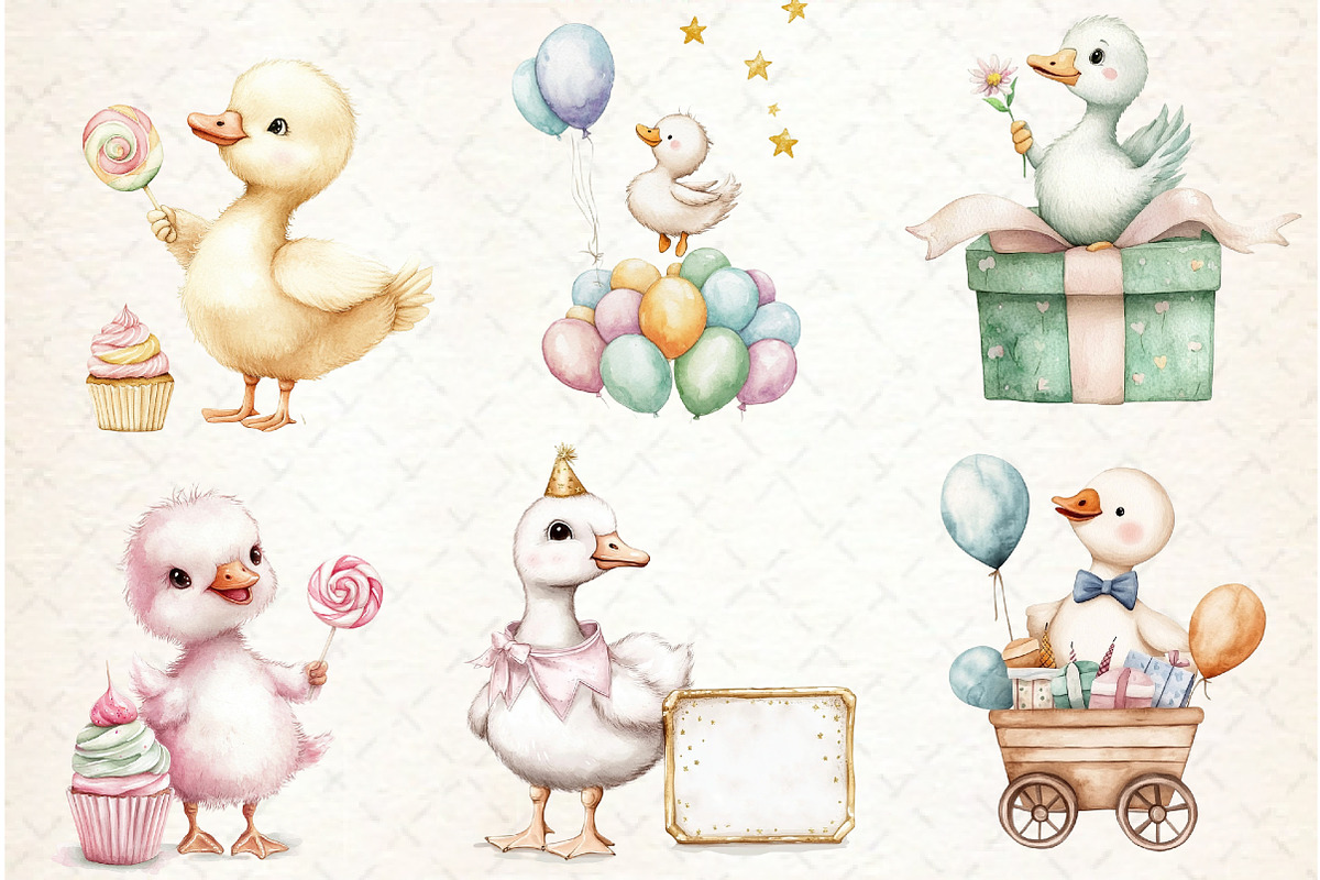 Watercolor Baby White Goose Birthday, an Illustration by Watercolor design (Photo 3 of 4)