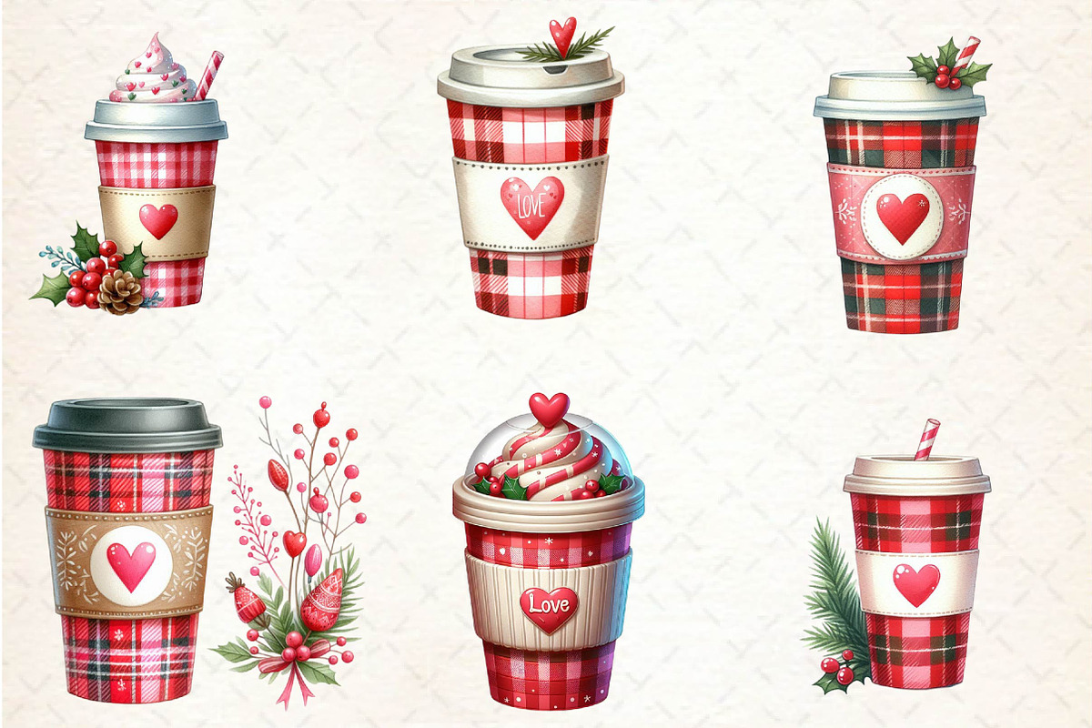 Valentine Festive Coffee Clipart, an Illustration by CreationArt (Photo 2 of 5)