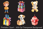 Birthday Gift Watercolor Cliparts, a Seasonal Illustration by RobertsArt (Thumbnail 3 of 7)