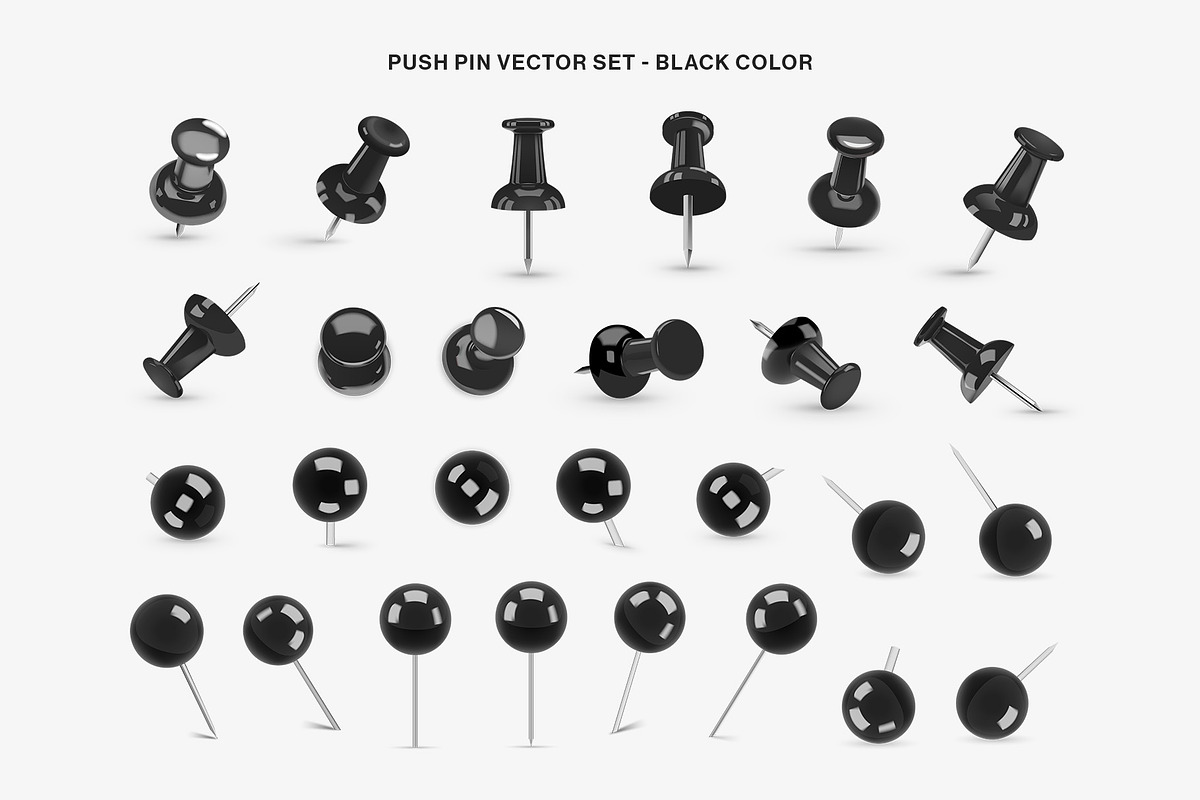 Push Pin Vector Clipart Set, an Object Graphic by DesignerCandies