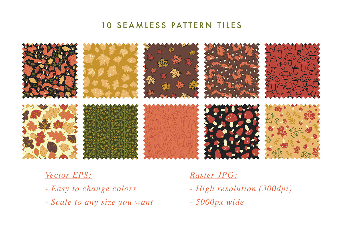 10 Autumn Leaves Vector Patterns, a Pattern Graphic by Heartmade by Claudia (Photo 2 of 5)