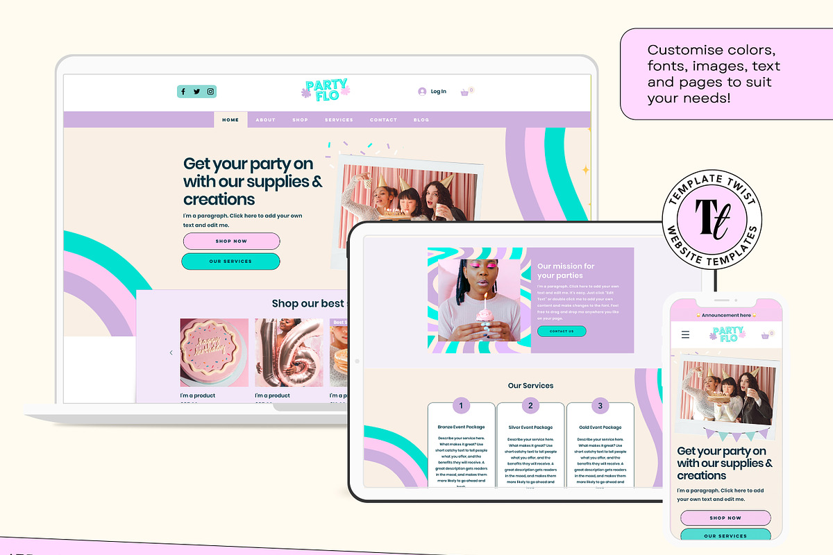 Balloon business website template, a Wix Template by Template Twist Shop (Photo 7 of 10)