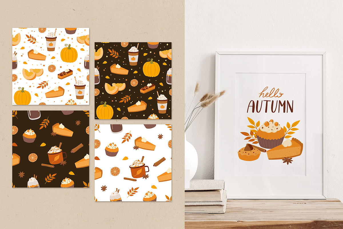 Pumpkin Spice Autumn Clipart, a Seasonal Illustration by Nadezhda Mikhailova (Photo 7 of 10)