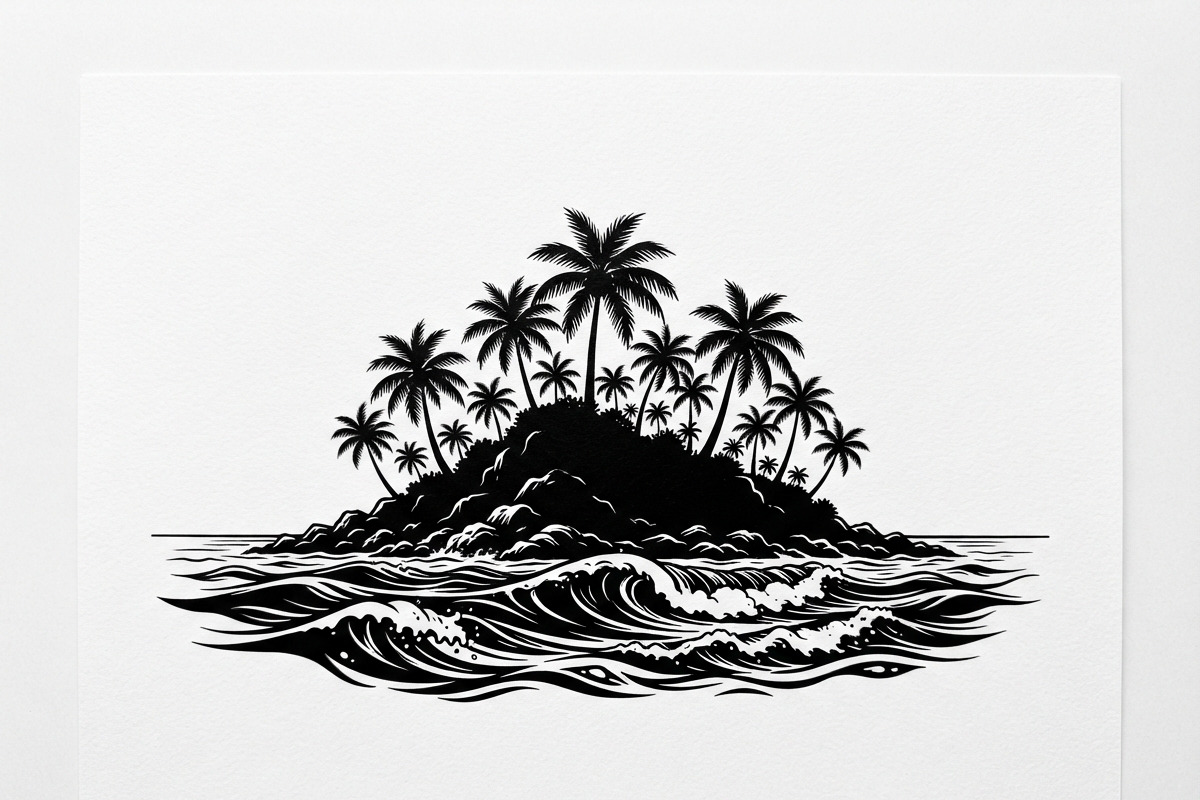 50 Tropical Palm Island Silhouette, an Empty State Illustration by Amazin_art (Photo 14 of 41)