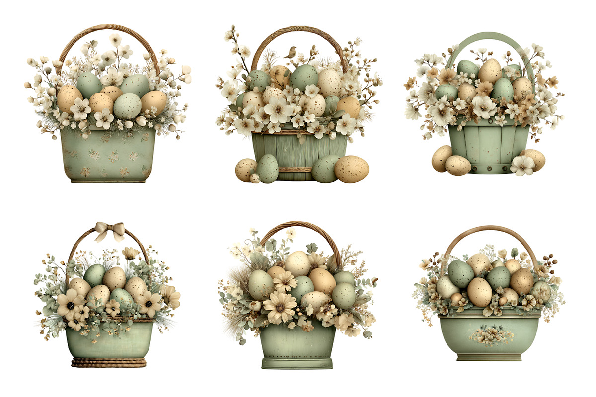 Whimsical Easter Basket Clipart, an Illustration by GatewayDesign (Photo 2 of 5)