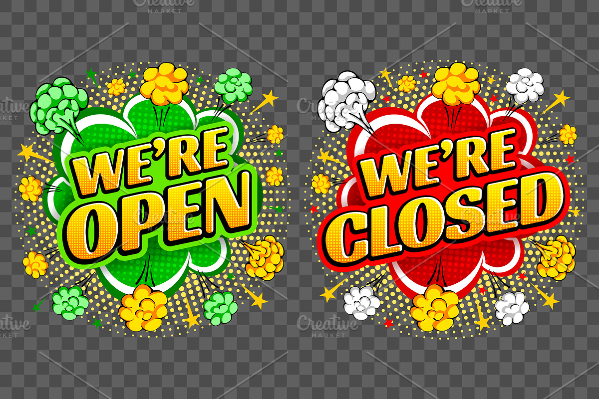 Open And Closed Retro Design, a Work Illustration by Vector beauty (Photo 2 of 3)