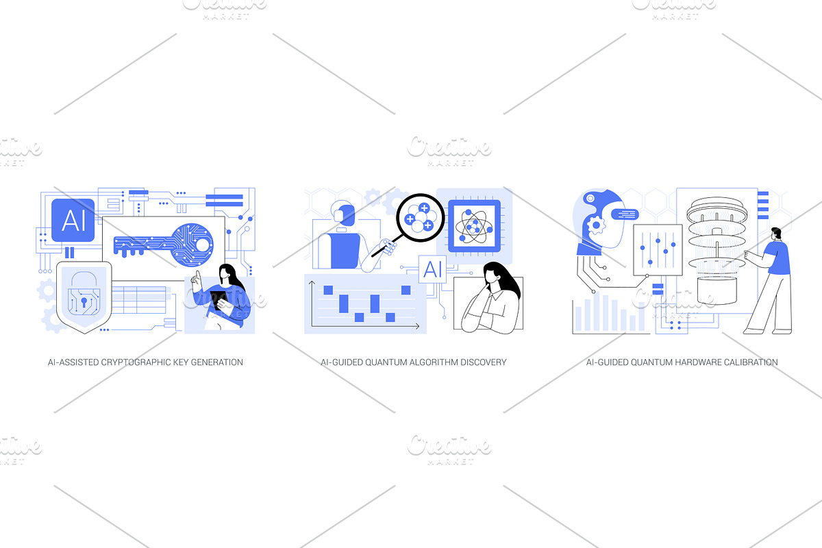 AI Advances in Quantum Tech abstract, a Technology Illustration by Visual Generation