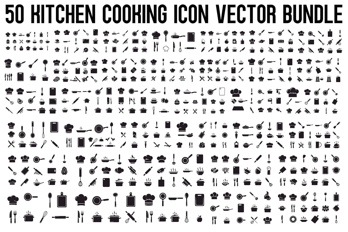 Kitchen Cooking Icon Vector Bundle, an Illustration by jahid234 (Photo 1 of 51)