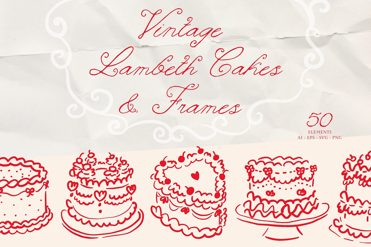 Vintage Lambeth Cakes & Frames, an Object Graphic by PaperJamLab (Photo 1 of 11)