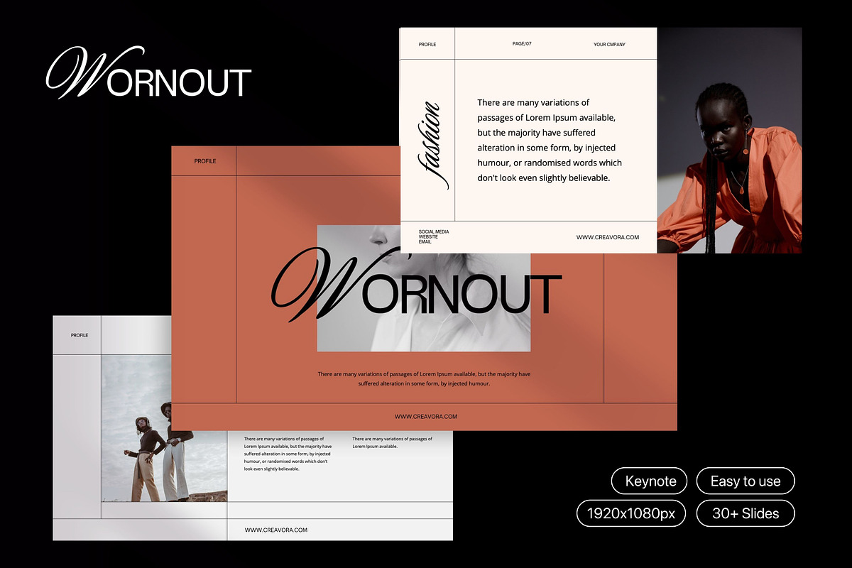 Wornout - Keynote Presentation, a Presentation Template by Creavora (Photo 1 of 8)