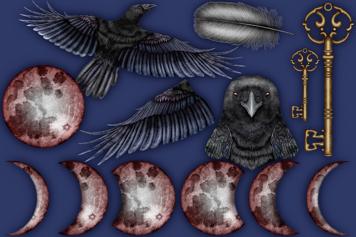 Crystal Magic, Dark clip art set., a Seasonal Illustration by Happy Sloth Graphics (Photo 7 of 18)