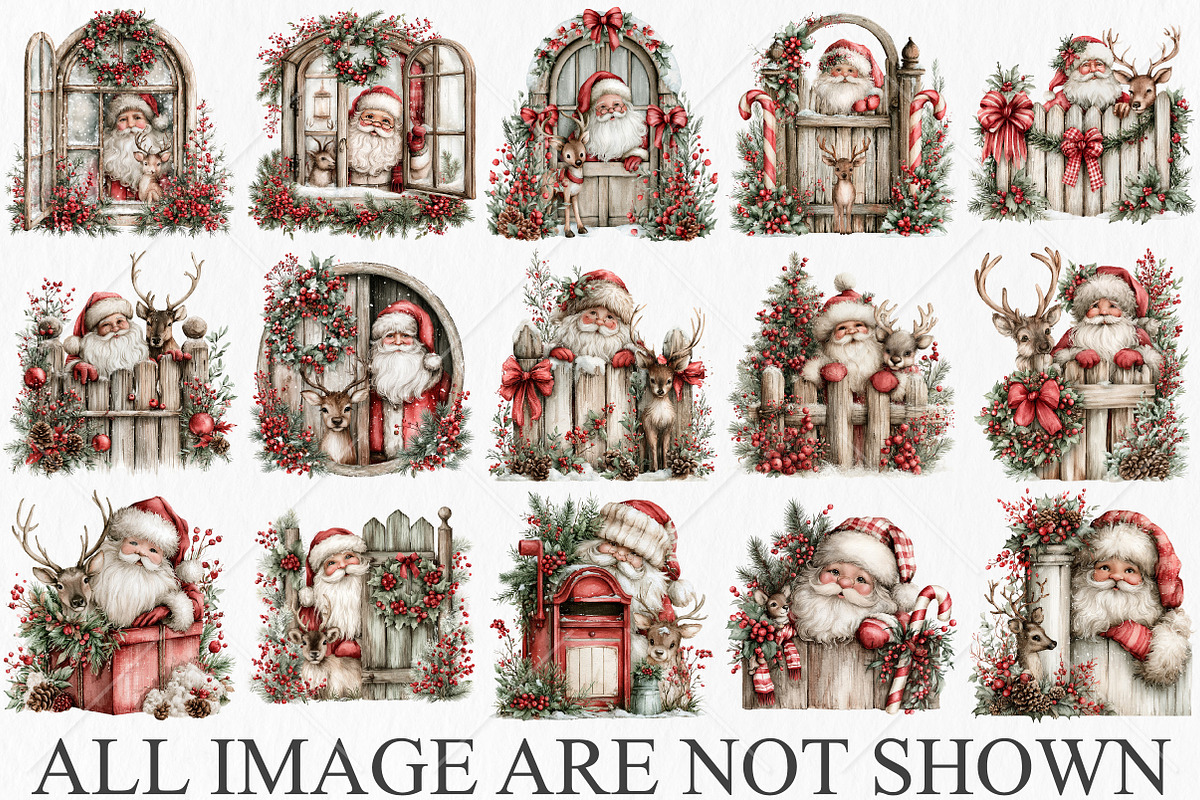 Peeking Santa Reindeer Christmas PNG, a Seasonal Illustration by Canvas Craft (Photo 3 of 10)