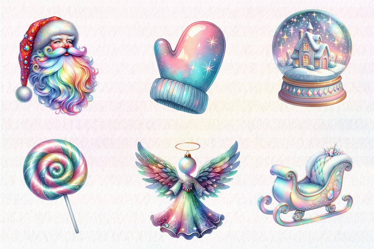Iridescent Christmas Sublimation Cli, an Illustration by CreationArt (Photo 6 of 6)