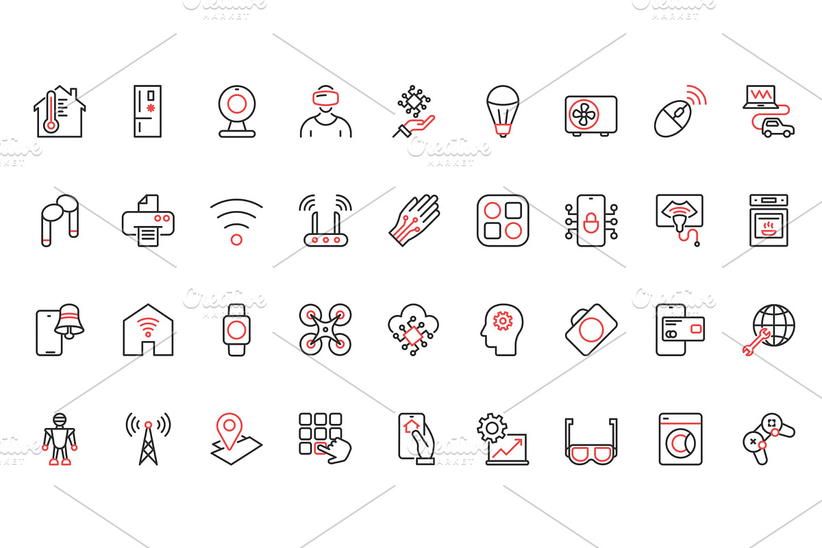 Smart home technology icons, a Technology Illustration by Lemberg Vector