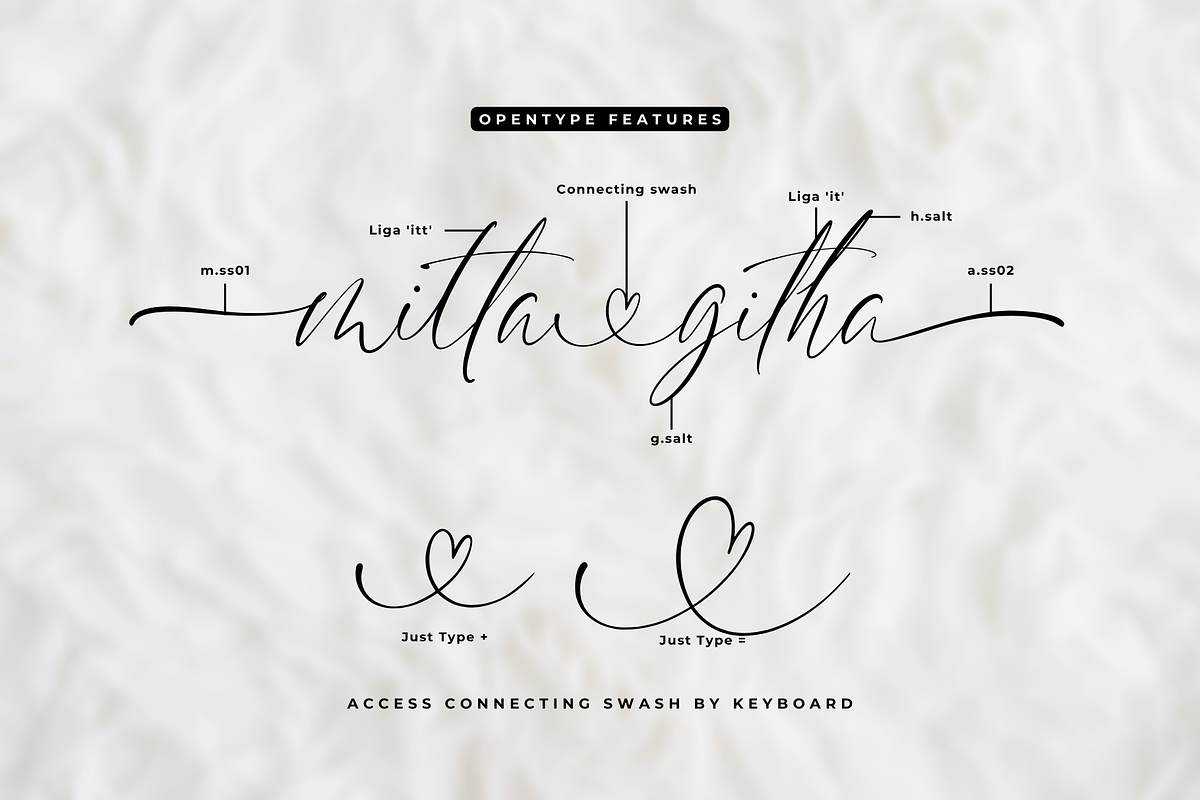 Mitta Githa - A Lovely Script Font, a Script Font by Ainun Jinan (Photo 11 of 11)