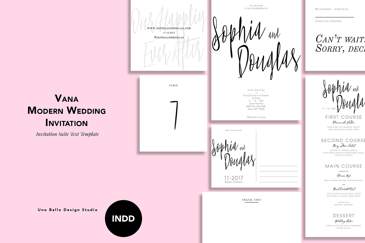 Vana Modern Wedding Stationery, an Invitation Template by Uno Bello Design Studio (Photo 1 of 5)