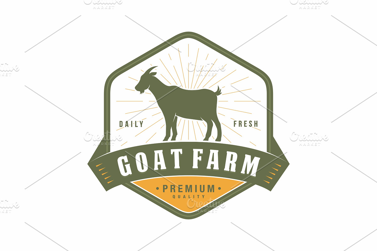 Goat farm emblem logo design vector, a Branding & Logo Template by swarnstudio