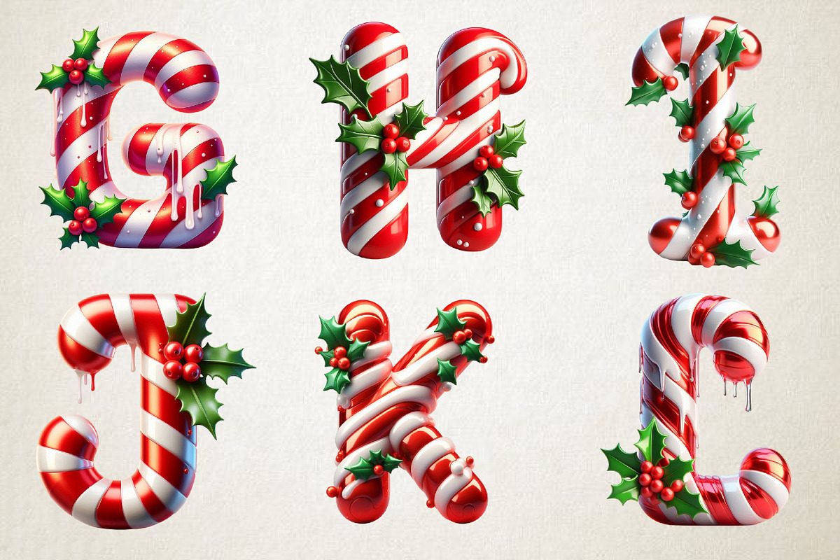 Candy Cane Christmas Alphabet, an Illustration by RobertsArt (Photo 5 of 7)
