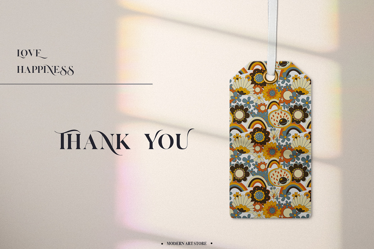 LOVE HAPPINESS. Hippie patterns, a Texture Illustration by Spark Studio Brushes (Photo 10 of 10)