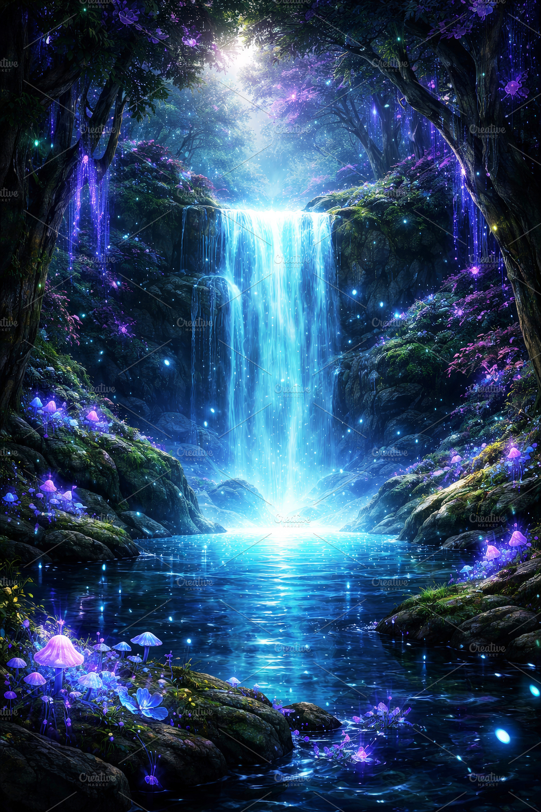 Dreamy Blue Waterfall Art, an Abstract Photo by Hamza067