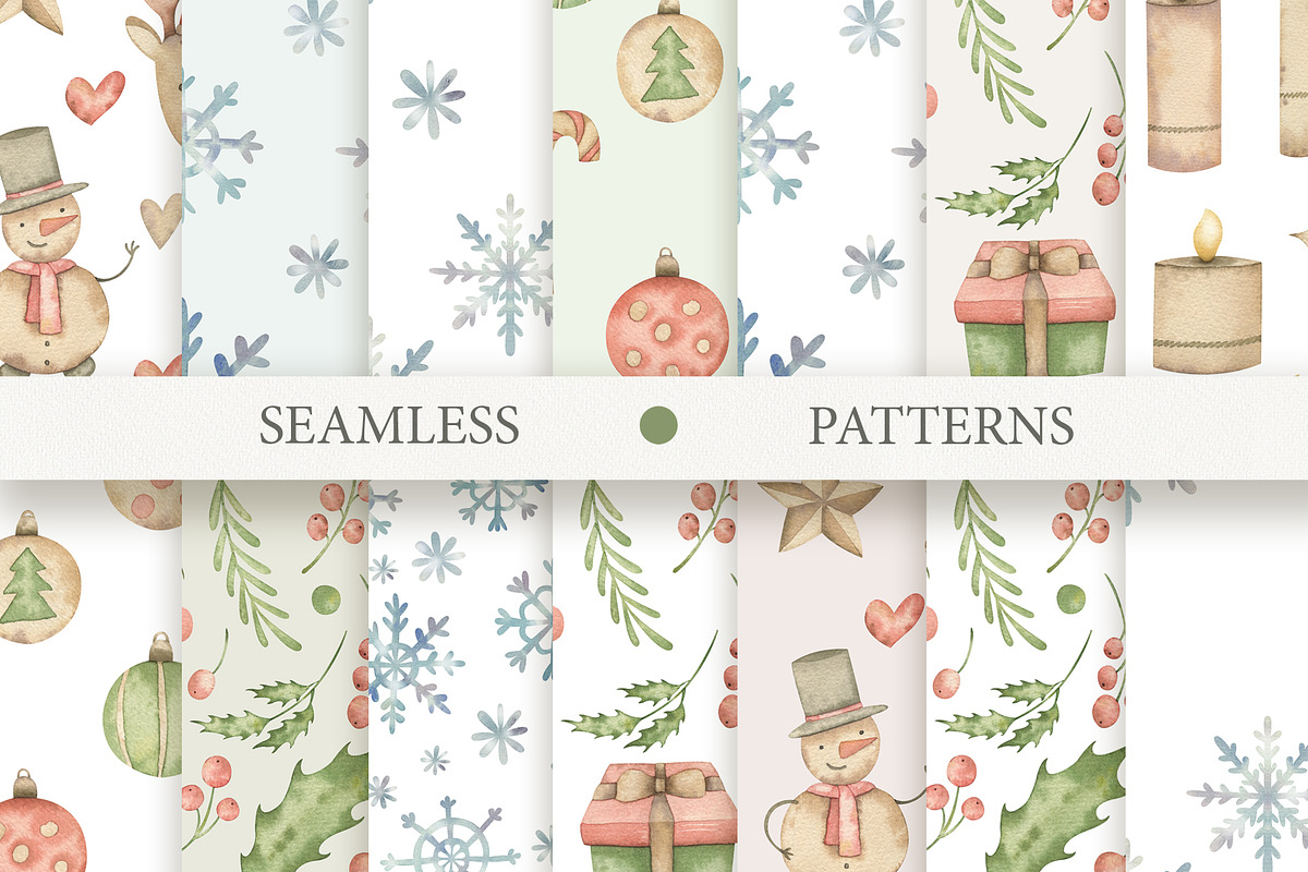 Watercolor Cozy Christmas set, an Illustration by OrangePeafowlArt (Photo 11 of 14)