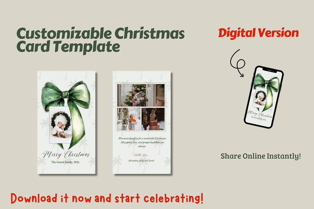 Customizable christmas card template, a Card Template by Prodesign (Photo 2 of 4)