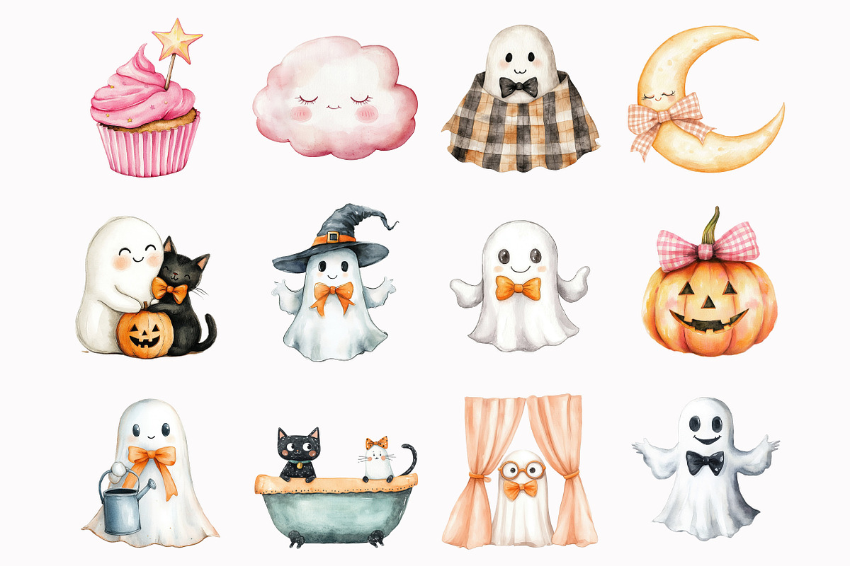 Halloween Ghost Clipart, an Illustration by Design Market (Photo 5 of 5)