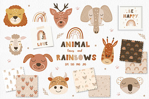 Animal Faces and Boho Rainbow Bundle