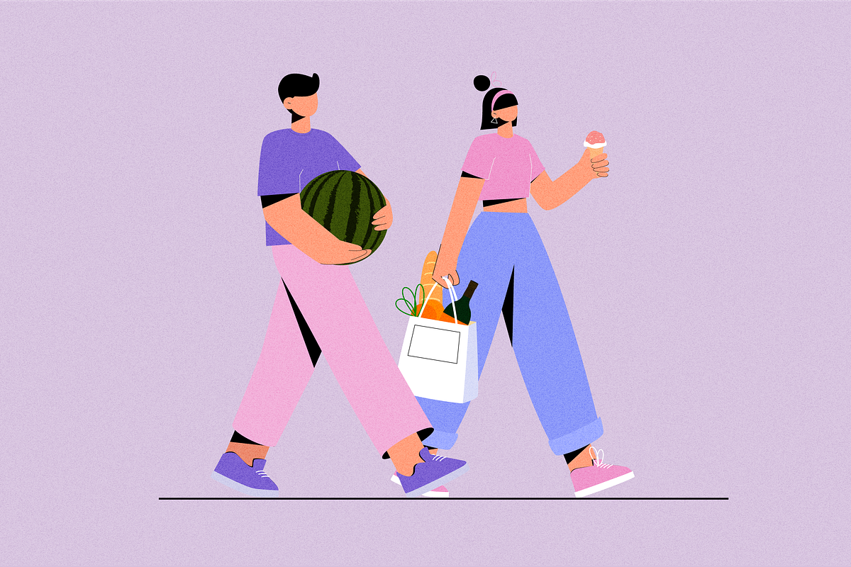 Couple Shopping Illustration, an Illustration by Tamara Sary