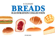 8 Breads clipart, a Food Illustration by Studio Mei Design (Thumbnail 1 of 4)