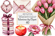 Watercolor Valentines day Clipart, a Seasonal Illustration by Design Market (Thumbnail 1 of 4)