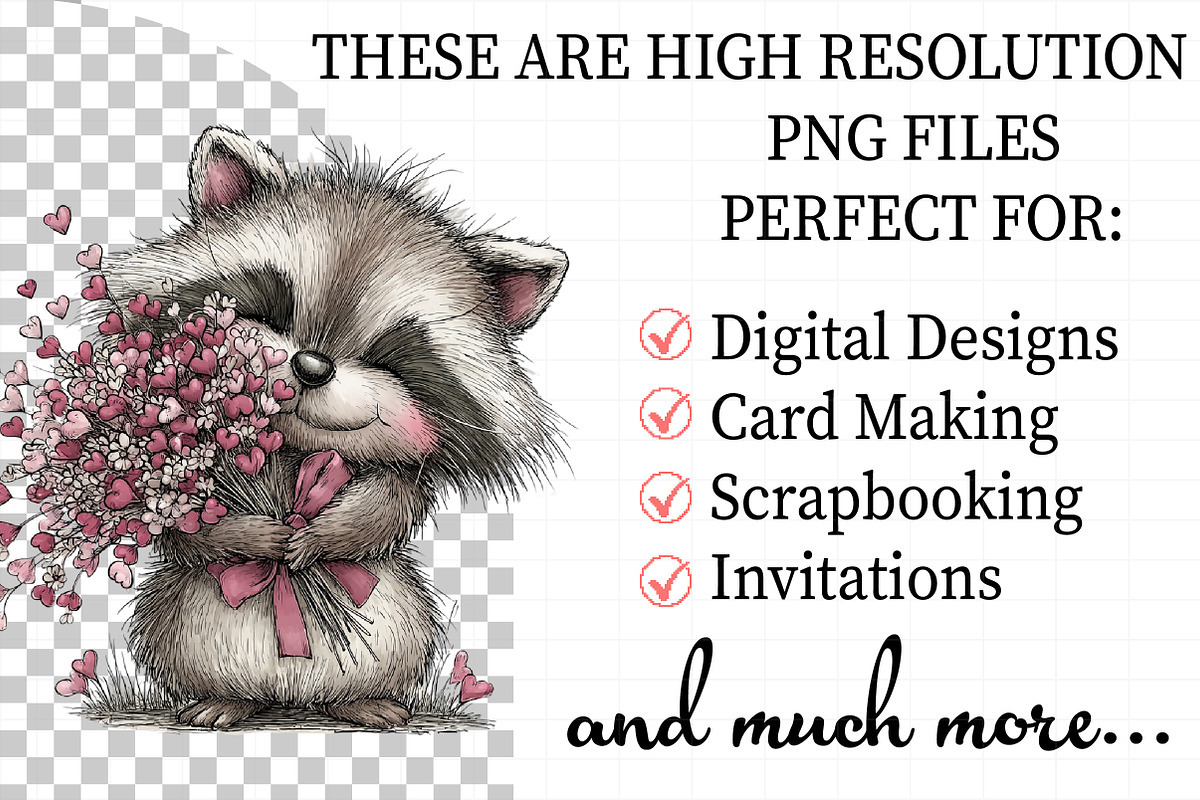 Valentine's Whimsical Raccoon Clipar, an Illustration by Daily.Designs (Photo 2 of 8)