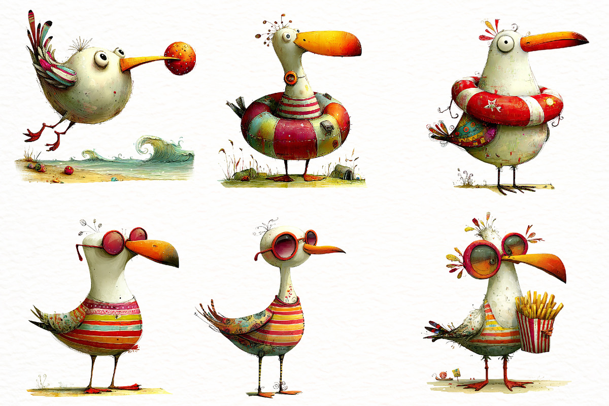 Whimsical Summer seagull Clipart, an Illustration by Designworld (Photo 4 of 8)
