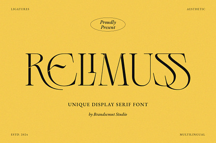 Relimuss - Unique Display Serif, a Serif Font by BrandSemut
