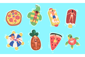 People on inflatable rings. Man, an Object Illustration by Stock-Smart-Start