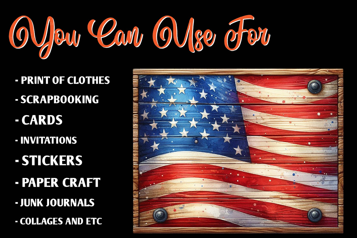 Watercolor American Flag Clipart, an Illustration by CreationArt (Photo 6 of 9)