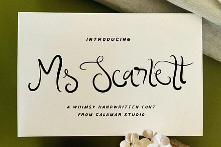 Ms Scarlett Handwritten Whimsy Font, a Script Font by Calamar Studio