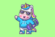 Cute Cool Unicorn Holding Skateboard, an Animal Illustration by Catalyst Labs (Thumbnail 3 of 3)