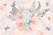 Watercolor skull bull, flowers, a Graphic by Natikka Art (Thumbnail 1 of 5)