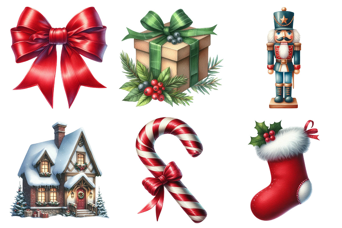 Watercolor Christmas Clipart, an Illustration by Daily.Designs (Photo 3 of 5)