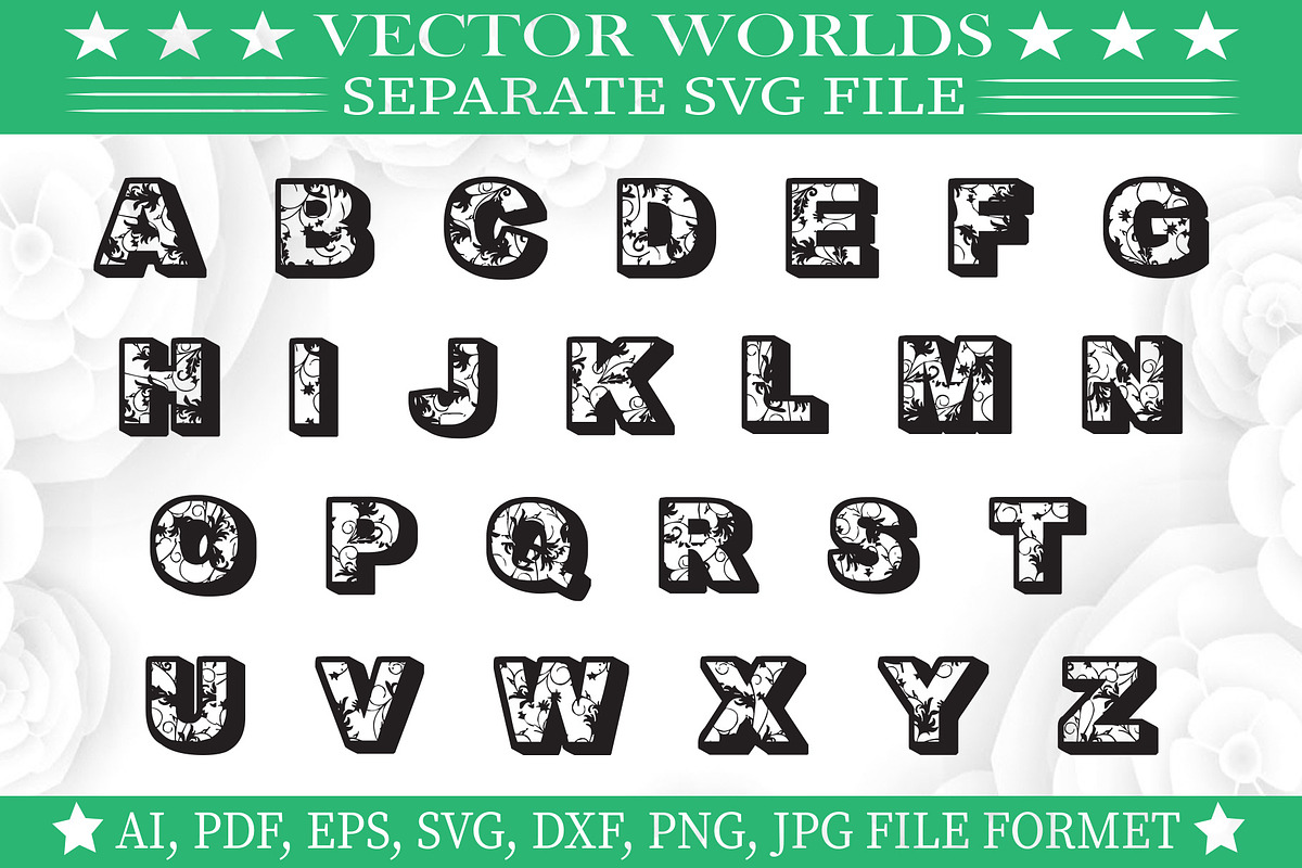 Floral Alphabet Svg, Alphabet Svg, an Object Graphic by VectorWorlds (Photo 3 of 3)