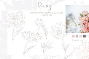 Peony Flower Outlines & Patterns