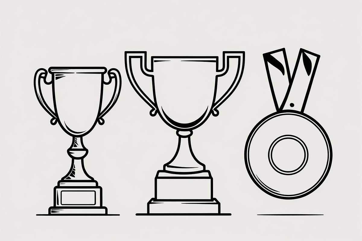 Trophy and Medal Silhouette Set, an Illustration by Gfx_Store (Photo 2 of 7)