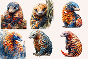 Watercolor Caricature Pangolins, an Animal Illustration by PrintHaven Designs (Thumbnail 4 of 8)