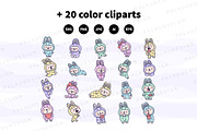 Bunny Monster Clipart Set, an Animal Illustration by Palau (Thumbnail 10 of 12)