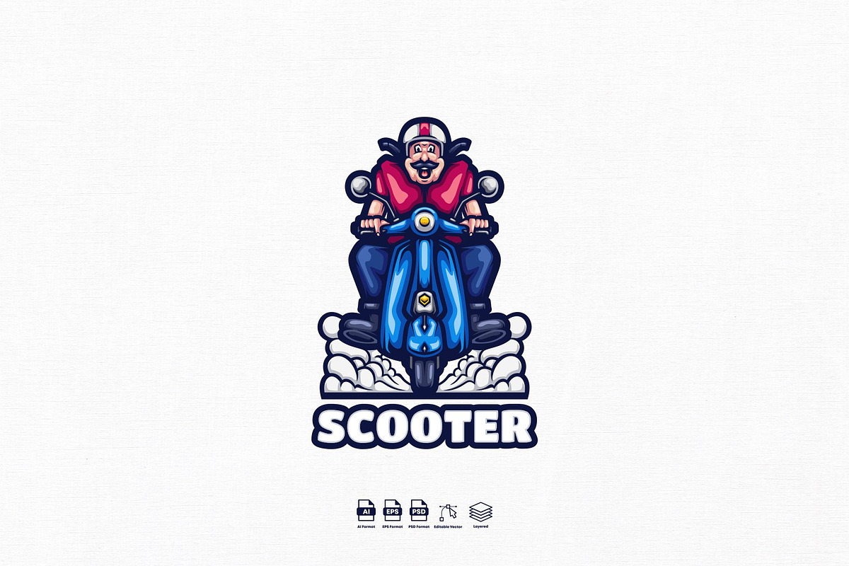 Scooter Mascot Logo Design, a Branding & Logo Template by kromastd22