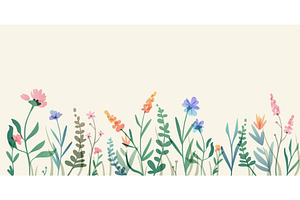 Watercolor wildflower border with, an Object Illustration by art PVP - market