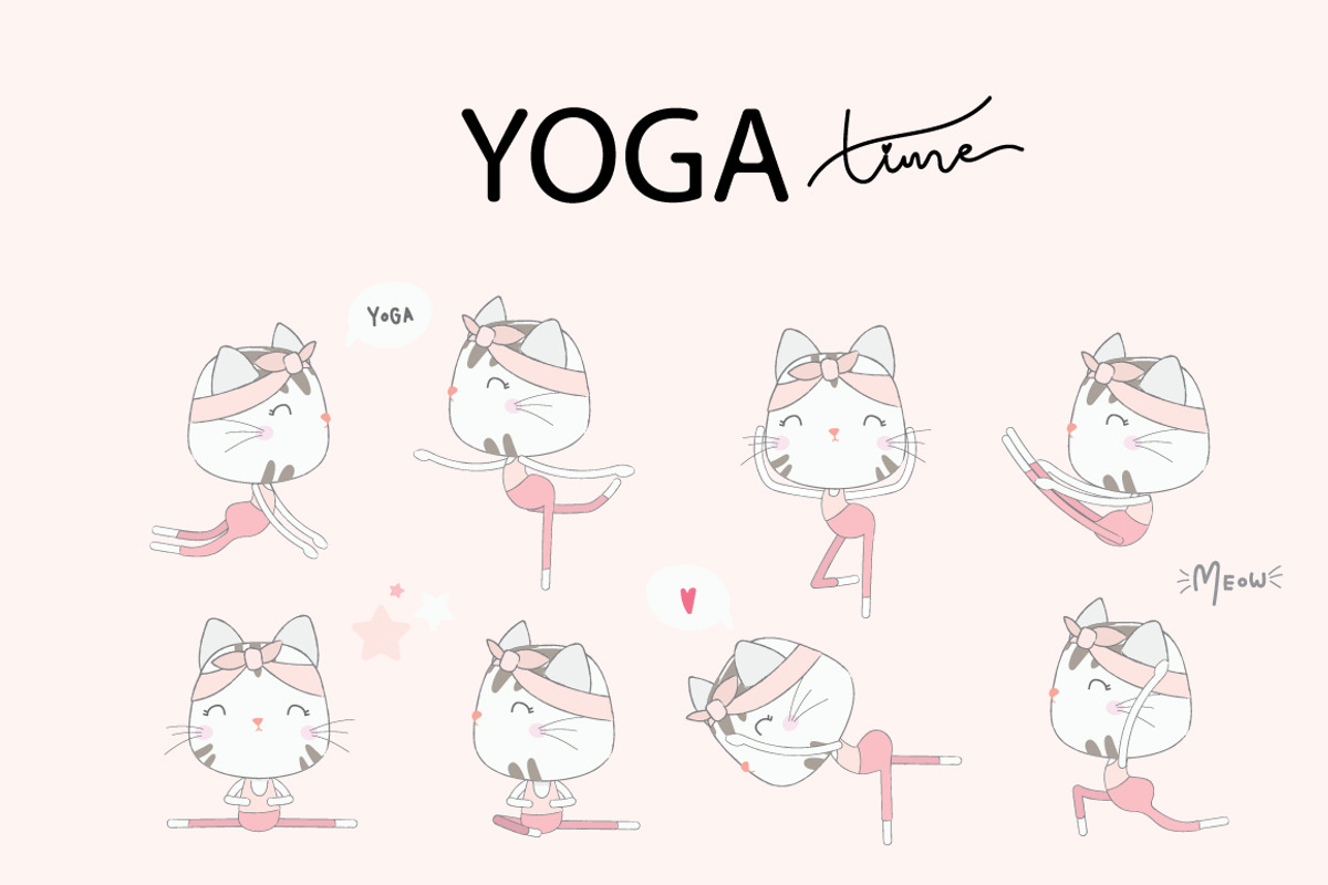 CUTE CAT on YOGA time, an Animal Illustration by MooBeer (Photo 2 of 6)