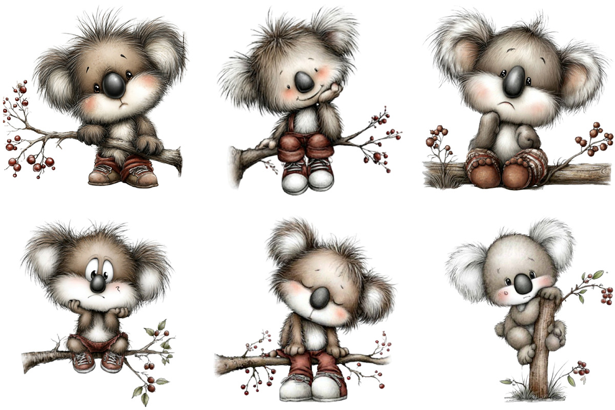 Koala Bears with Emotions Clipart, an Illustration by DreamArtGraphic (Photo 4 of 5)